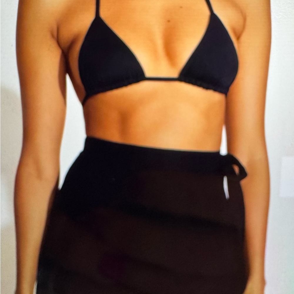 Vitamin A Lana Linen wrap skirt black NWT - Picture 4 of 8